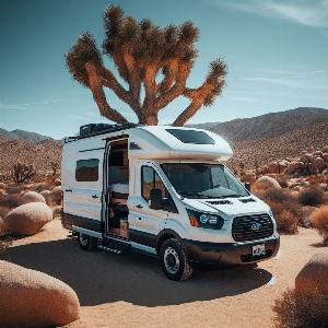 Ford Transit camper van, van life in Joshua Tree at sunset (20)